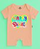 The Peppy Tend 100% Cotton Knit Diwali Theme Half Sleeves Happy Diwali Text Printed Romper - Peach