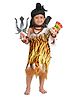 BookMyCostume Fur Half Sleeves Lord Shiva Costume Set With Hair Bun Rudraksh Mala Moon Hair Tie Artificial Snake Earrings Trident Without Stick & Damru - Brown & Yellow