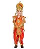 BookMyCostume Dussehra Theme Sleeveless Laxman Costume Set With Kavach Kantha Kundal & Tarkash - Orange & Yellow
