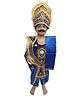 BookMyCostume Dussehra Theme Meghnath Indrajit Costume Set With kavach Stole Kantha & Kundal - Blue & Gold
