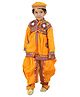 BookMyCostume Cotton Navratri Theme Full Sleeves Kediya Dhoti Costume With Cap Set - Yellow & Orange