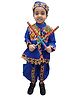 BookMyCostume Cotton Navratri Theme Full Sleeves Kediya Dhoti Costume With Cap & A Pair Of Dandiya Set - Blue
