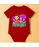 The Peppy Tend 100% Cotton Knit Diwali Theme Half Sleeves My 1st Diwali Text Printed Onesie - Red