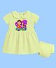 The Peppy Tend 100% Cotton Knit Diwali Theme Half Sleeves My 1st Diwali Printed Dress With Bloomer - Yellow