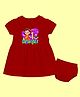 The Peppy Tend 100% Cotton Knit Diwali Theme Half Sleeves My 1st Diwali Printed Dress With Bloomer - Red