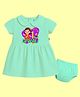 The Peppy Tend 100% Cotton Knit Diwali Theme Half Sleeves My 1st Diwali Printed Dress With Bloomer - Sea Green