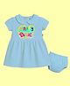 The Peppy Tend 100% Cotton Knit Diwali Theme Half Sleeves Happy Diwali Text Printed Dress With Bloomer - Blue