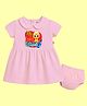 The Peppy Tend 100% Cotton Knit Diwali Theme Half Sleeves My First Diwali Text Printed Dress With Bloomer - Pink