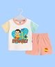 The Peppy Tend Cotton Knit Diwali Theme Half Sleeves My 1st Diwali Text Printed Tee & Shorts Set - Multi Colour