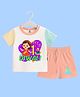 The Peppy Tend Cotton Knit Diwali Theme Half Sleeves My 1st Diwali Text Printed Tee & Shorts Set - Multi Colour