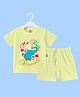 The Peppy Tend 100% Cotton Knit Diwali Theme Half Sleeves My First Diwali Elephant Printed Tee & Shorts Set - Yellow