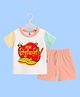 The Peppy Tend 100% Cotton Knit Diwali Theme Half Sleeves Shubh Deepawali Text Printed Tee & Shorts Set - Multi Colour