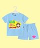 The Peppy Tend 100% Cotton Knit Diwali Theme Half Sleeves  Ghar Ki Lakshmi Text Printed Tee & Shorts Set - Blue