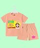 The Peppy Tend 100% Cotton Knit Diwali Theme Half Sleeves  Ghar Ki Lakshmi Text Printed Tee & Shorts Set - Peach