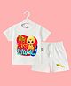The Peppy Tend 100% Cotton Knit Diwali Theme Half Sleeves Ghar Ki Lakshmi Text Printed Tee & Shorts Set - White