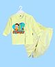The Peppy Tend 100% Cotton Knit Diwali Theme Full Sleeves My 1st Diwali Text Printed Kurta & Dhoti Set - Yellow