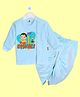 The Peppy Tend 100% Cotton Knit Diwali Theme Full Sleeves My 1st Diwali Text Printed Kurta & Dhoti Set - Blue