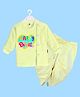 The Peppy Tend 100% Cotton Knit Diwali Theme Full Sleeves Happy Diwali Text Printed Kurta & Dhoti Set - Yellow
