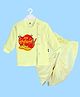 The Peppy Tend 100% Cotton Knit Diwali Theme Full Sleeves Shubh Deepawali Text Printed Kurta & Dhoti Set - Yellow