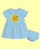 The Peppy Tend 100% Cotton Knit Diwali Theme Half Sleeves My First Diwali With Mumma Papa Text Printed Dress With Bloomer - Blue