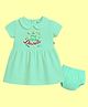 The Peppy Tend 100% Cotton Knit Diwali Theme Half Sleeves My First Diwali Text Printed Dress With Bloomer - Sea Green