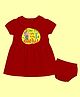 The Peppy Tend 100% Cotton Knit Diwali Theme Half Sleeves Cant  Keep Calm Its My 1st Diwali Text Printed Dress With Bloomer - Red