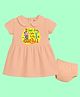 The Peppy Tend 100% Cotton Knit Diwali Theme Half Sleeves Cant  Keep Calm Its My 1st Diwali Text Printed Dress With Bloomer - Peach