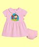 The Peppy Tend 100% Cotton Knit Diwali Theme Half Sleeves My 1st Diwali Text Printed Dress With Bloomer - Pink
