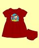 The Peppy Tend 100% Cotton Knit Diwali Theme Half Sleeves My 1st Diwali Text Printed Dress With Bloomer - Red