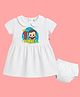 The Peppy Tend 100% Cotton Knit Diwali Theme Half Sleeves My 1st Diwali Text Printed Dress With Bloomer - White