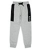 ALAN JONES Cotton Blend Knit Full Length Colour Blocked N Y C Text Printed Joggers With Zipper Pockets - Melange