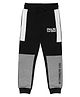 ALAN JONES Cotton Blend Knit Full Length Colour Blocked Brkln Text Printed Joggers - Black