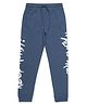 ALAN JONES Cotton Blend Knit Ready Text Printed Joggers - Steel Blue