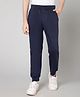 ALAN JONES Cotton Blend  Knit Solid Joggers - Navy Blue