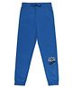 ALAN JONES Cotton Blend Knit Keep On Rolling Text Printed   Joggers - Blue