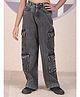 CRIMSOUNE CLUB Cotton Denim Mild Washed Cargo Jeans - Grey