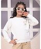 CRIMSOUNE CLUB Cotton Knit Full Sleeves Floral Printed Light Winter Sweatshirt - White