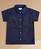 PURPLE UNITED KIDS Cotton Blend Woven Half Sleeves Solid Shirt - Navy Blue