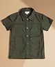 PURPLE UNITED KIDS Cotton Blend Woven Half Sleeves Solid Shirt - Olive