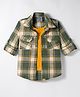 Dapper Dudes Full Sleeves Plaid Checked Shirt With Attached Tee - Dark Green