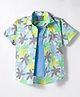 Dapper Dudes Half Sleeves Floral Printed Shirt With Attached Tee - Blue