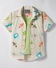 Dapper Dudes Half Sleeves Technology Theme Printed Shirt With Attached Tee - Green