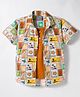 Dapper Dudes Half Sleeves Beach Theme Printed Shirt With Attached Tee - Brown
