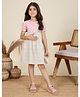 Tiny Twills Cotton Woven Half Puffed Sleeves Floral Embroidered Dress - Pink