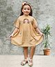 Tiny Twills Rayon Woven Half Sleeves Rainbow Patch & Lace Detailed Dress - Sweet Orange