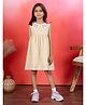 Tiny Twills Cotton Woven Sleeveless Floral Embroidered & Lace Detailed Peter Pan Collar Dress - Beige
