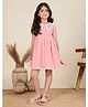 Tiny Twills Cotton Woven Sleeveless Floral Embroidered & Lace Detailed Peter Pan Collar Dress - Pink