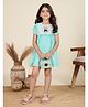 Tiny Twills Rayon Woven Half Puffed Sleeves Panda Embroidered Lace Detailed Dress - Mint Green