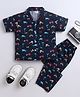 The Magic Wand Rayon Woven Half Sleeves Vehicles Printed Coordinating Night Suit Set - Navy Blue