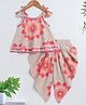 The Magic Wand Cotton Woven Sleeveless Floral Printed Gota Lace Embellished Top & Dhoti Set - Beige